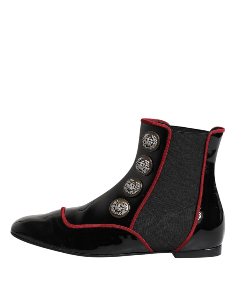 Black Jackie Buttoned Chelsea Boots Shoes Dolce & Gabbana