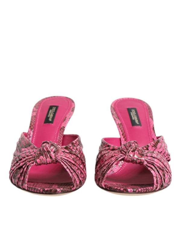 Pink Leather Heels Slides Sandals Shoes Dolce & Gabbana