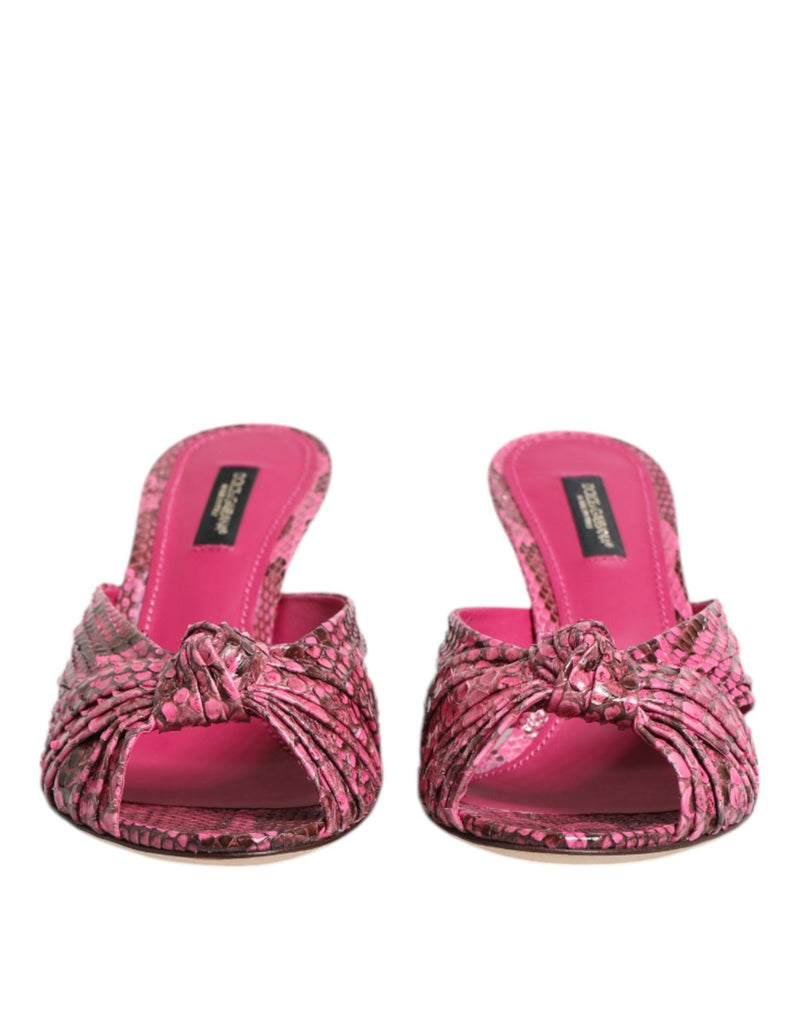 Pink Leather Heels Slides Sandals Shoes Dolce & Gabbana