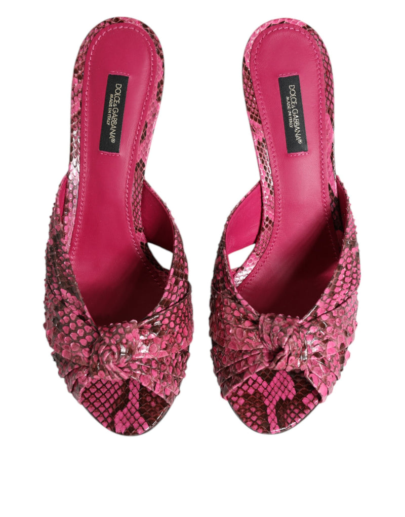Pink Leather Heels Slides Sandals Shoes Dolce & Gabbana