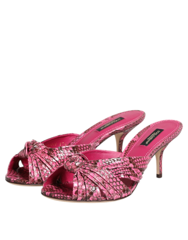 Pink Leather Heels Slides Sandals Shoes Dolce & Gabbana