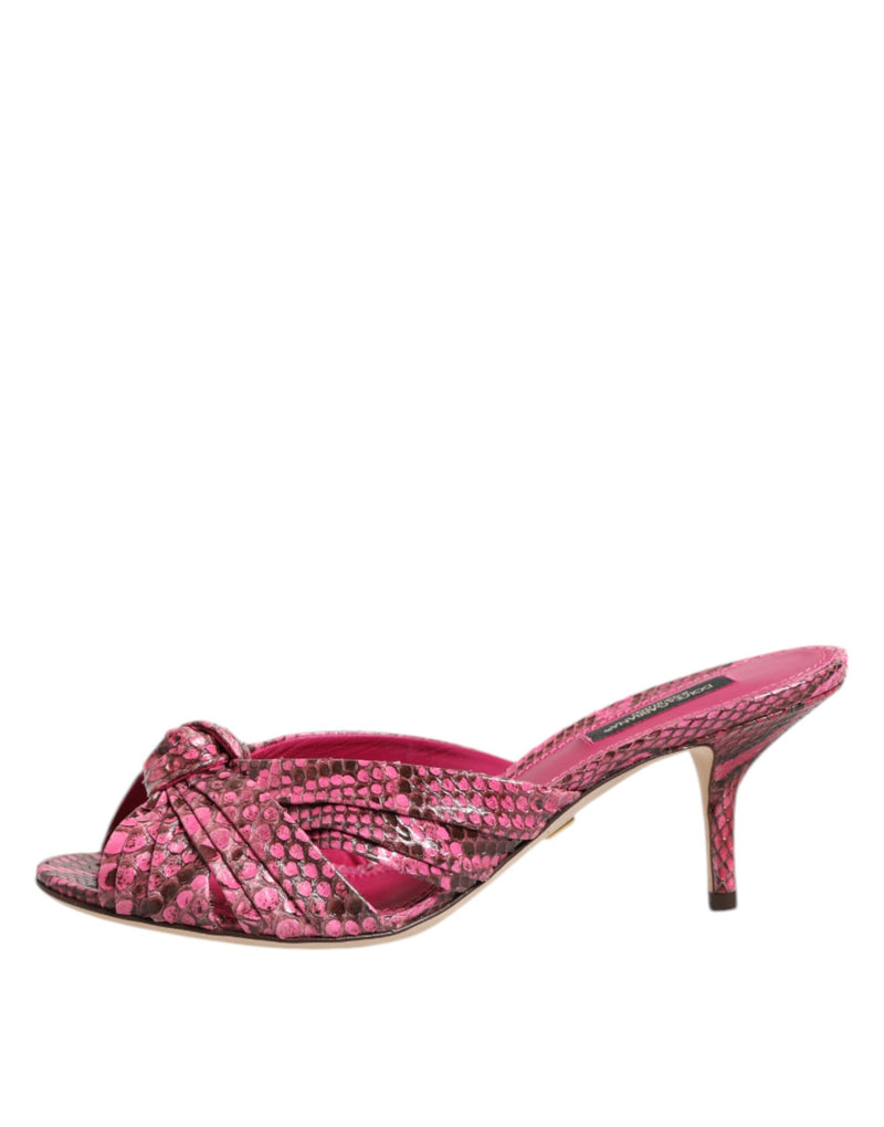 Pink Leather Heels Slides Sandals Shoes Dolce & Gabbana