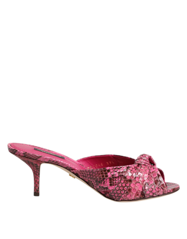 Pink Leather Heels Slides Sandals Shoes Dolce & Gabbana