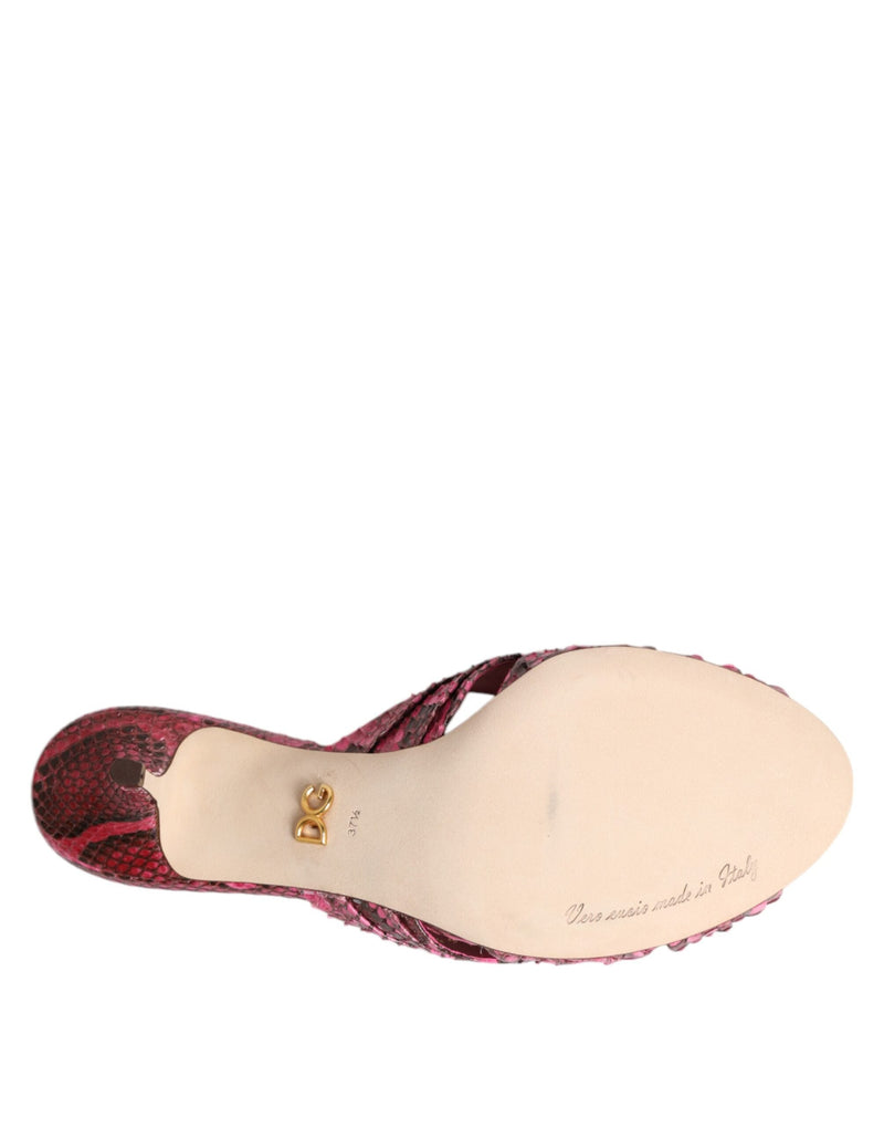 Pink Leather Heels Slides Sandals Shoes Dolce & Gabbana