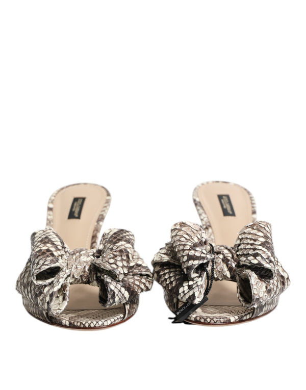 Multicolor Keira Bow Leather Peep Toe Mules Shoes Dolce & Gabbana
