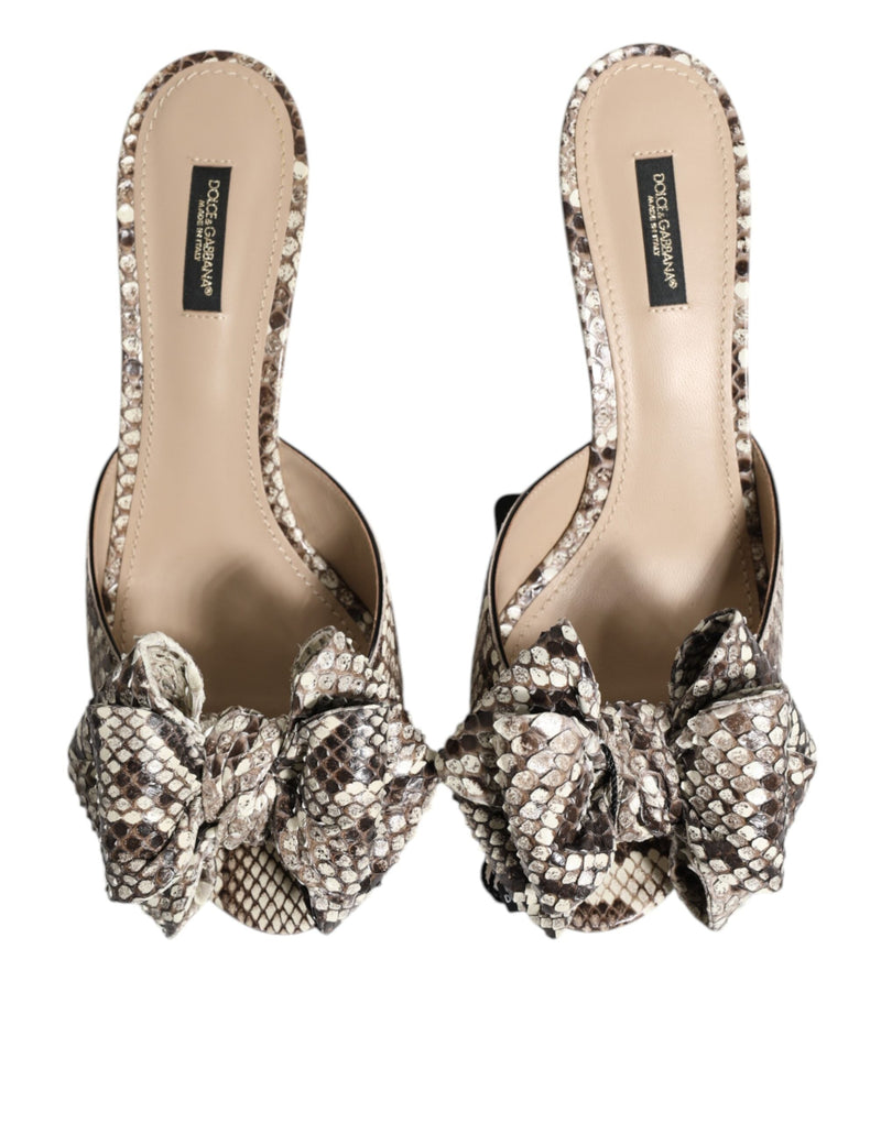 Multicolor Keira Bow Leather Peep Toe Mules Shoes Dolce & Gabbana