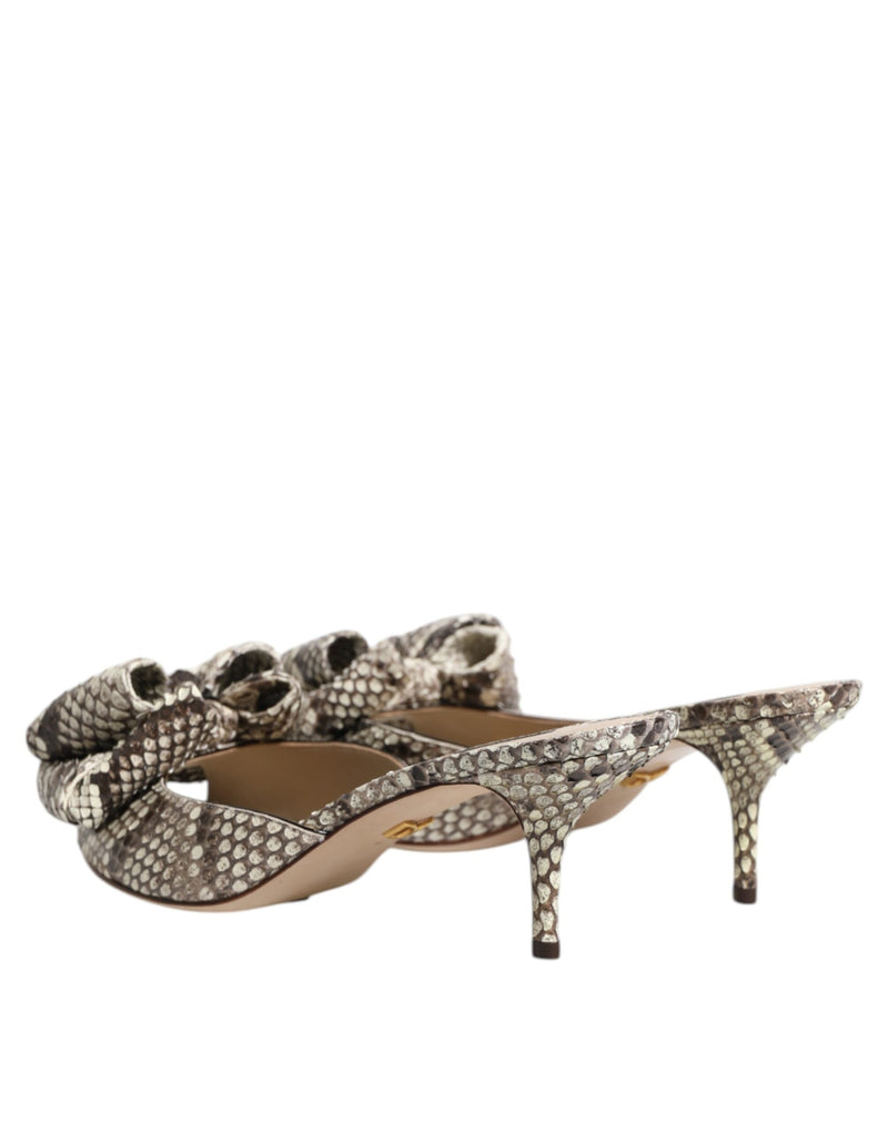 Multicolor Keira Bow Leather Peep Toe Mules Shoes Dolce & Gabbana