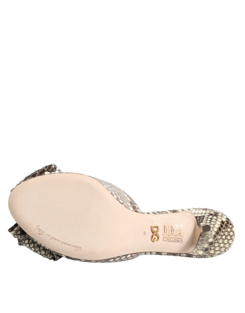Multicolor Keira Bow Leather Peep Toe Mules Shoes Dolce & Gabbana