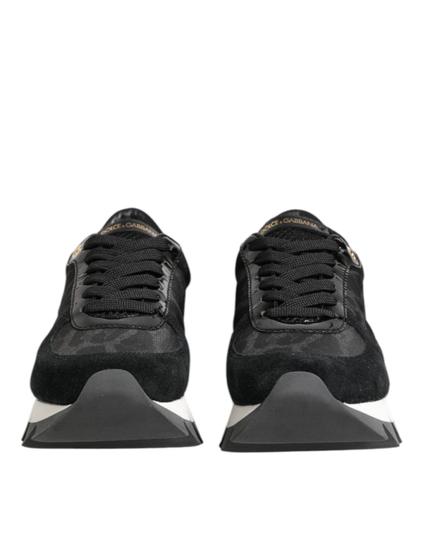 Black Gray Leopard Low Top Sneakers Shoes Dolce & Gabbana