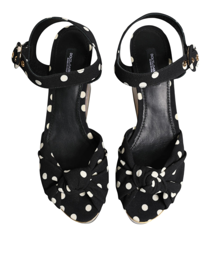 Multicolor Fish Polka Dot Wedge Sandals Shoes Dolce & Gabbana