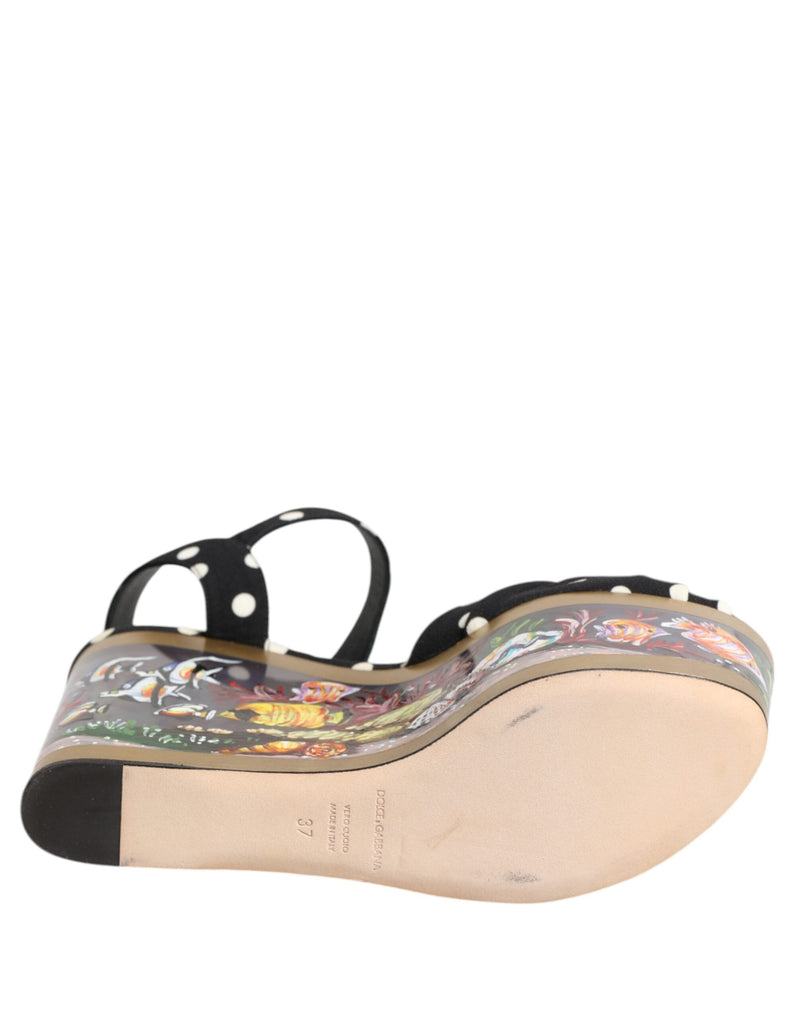 Multicolor Fish Polka Dot Wedge Sandals Shoes Dolce & Gabbana
