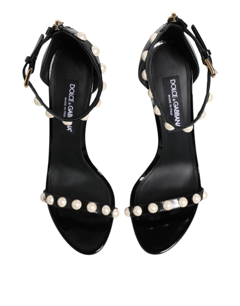 Black KEIRA Pearl Embellished Sandals Shoes Dolce & Gabbana
