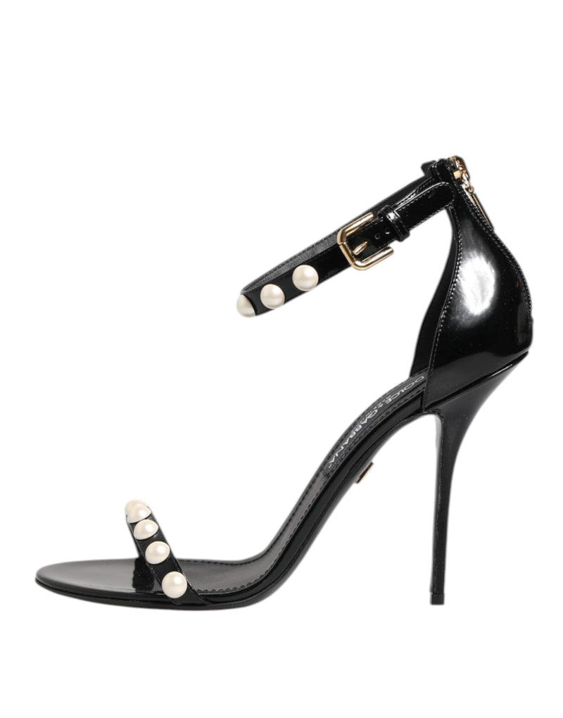 Black KEIRA Pearl Embellished Sandals Shoes Dolce & Gabbana