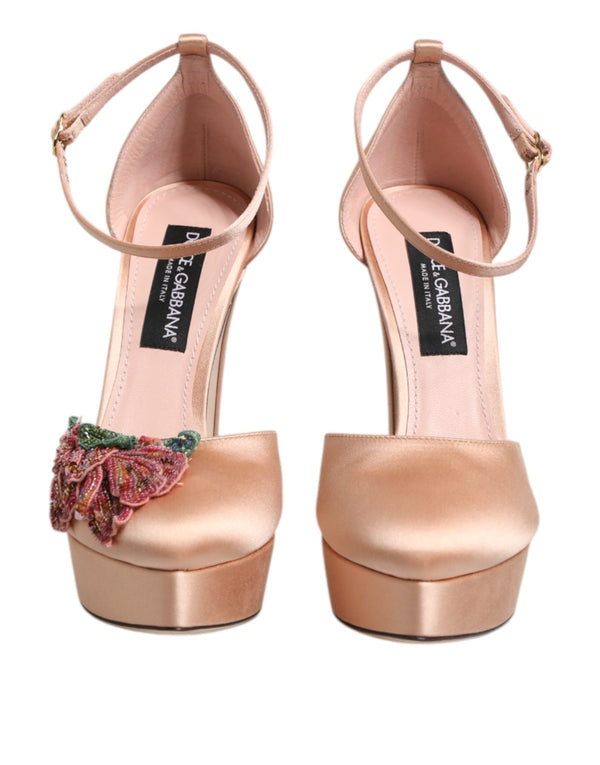 Pink Block Heels Ankle Strap Sandals Shoes Dolce & Gabbana
