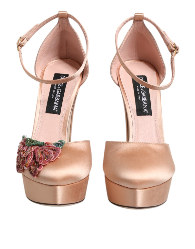 Pink Block Heels Ankle Strap Sandals Shoes Dolce & Gabbana