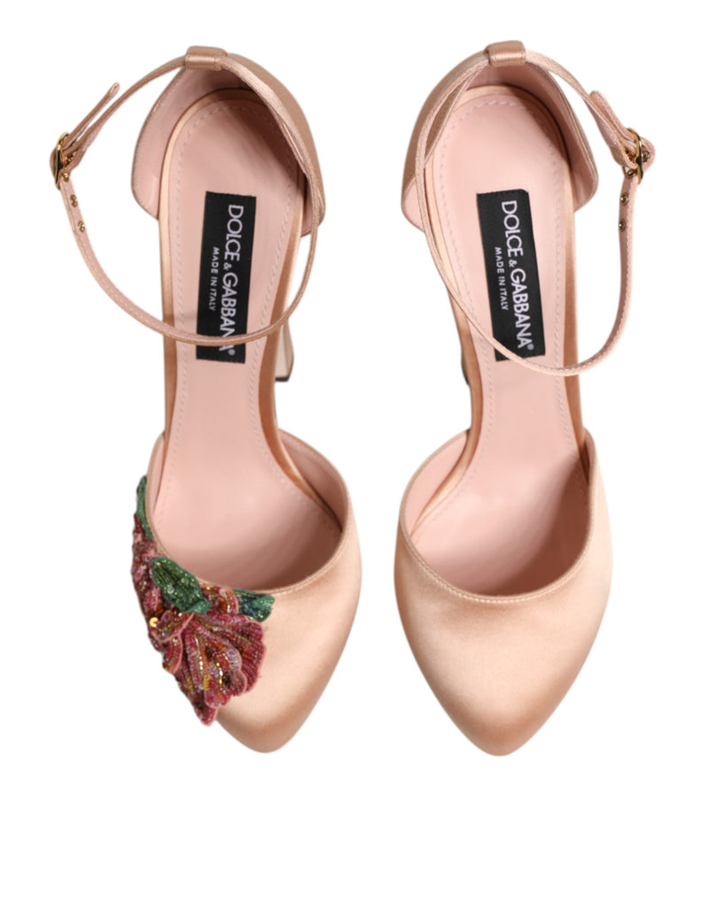 Pink Block Heels Ankle Strap Sandals Shoes Dolce & Gabbana