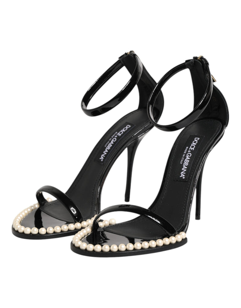 Black KEIRA Pearl Embellished Sandals Shoes Dolce & Gabbana