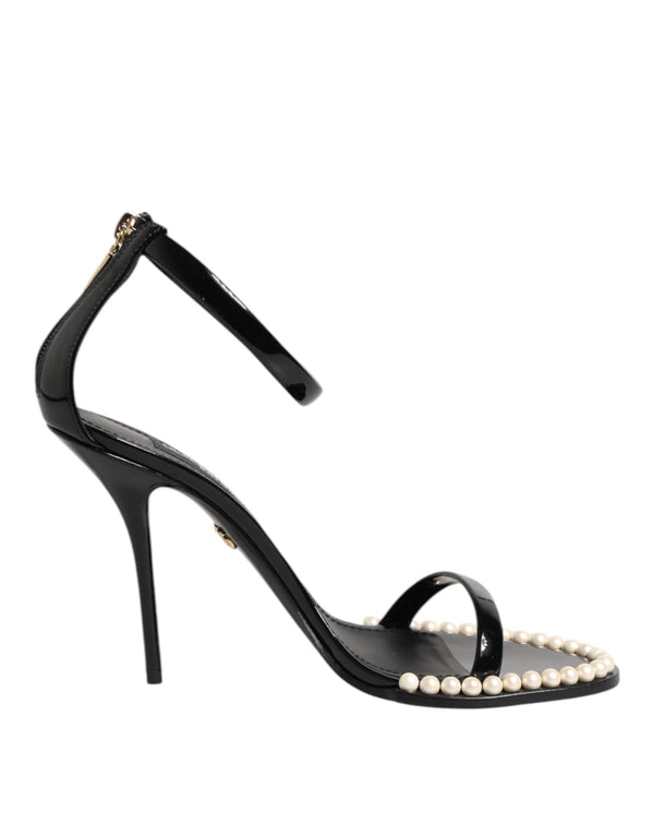 Black KEIRA Pearl Embellished Sandals Shoes Dolce & Gabbana