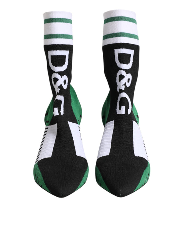 Green Stretch Sock Style Ankle Boots Shoes Dolce & Gabbana