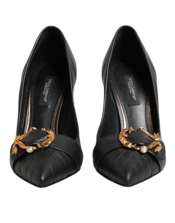 Black Devotion Leather Heels Pumps Shoes Dolce & Gabbana
