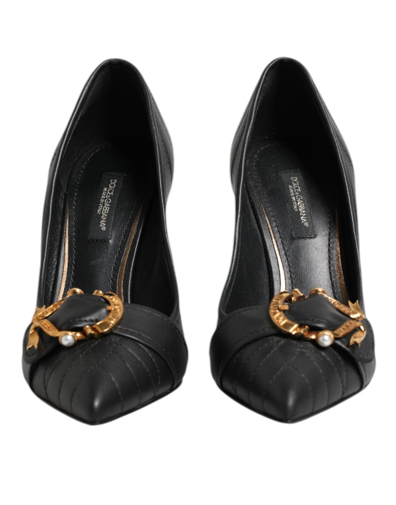 Black Devotion Leather Heels Pumps Shoes Dolce & Gabbana