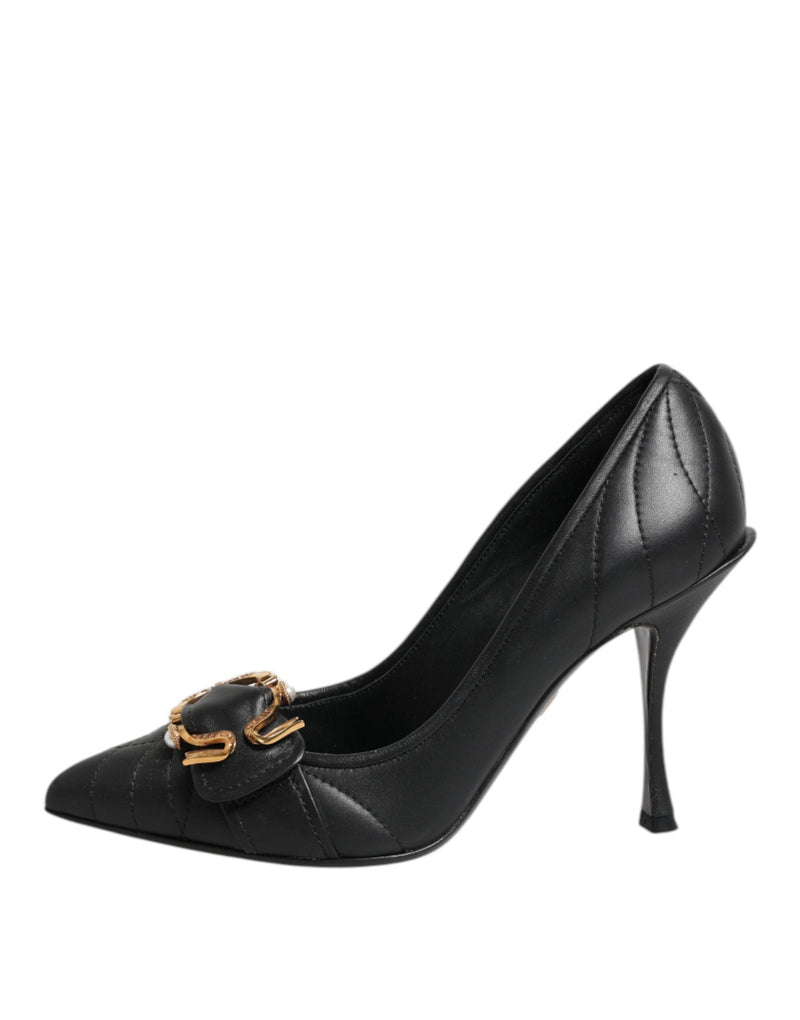 Black Devotion Leather Heels Pumps Shoes Dolce & Gabbana