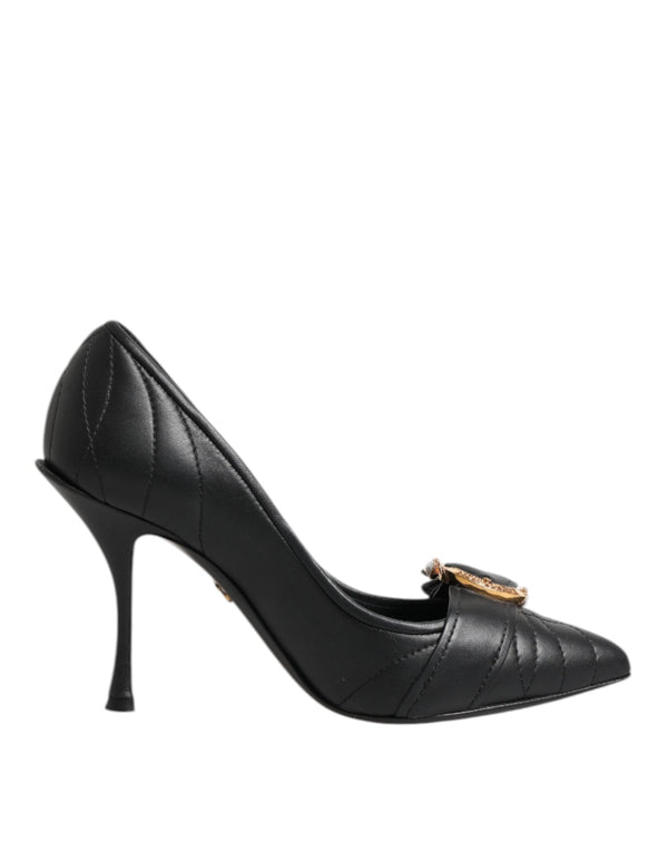 Black Devotion Leather Heels Pumps Shoes Dolce & Gabbana