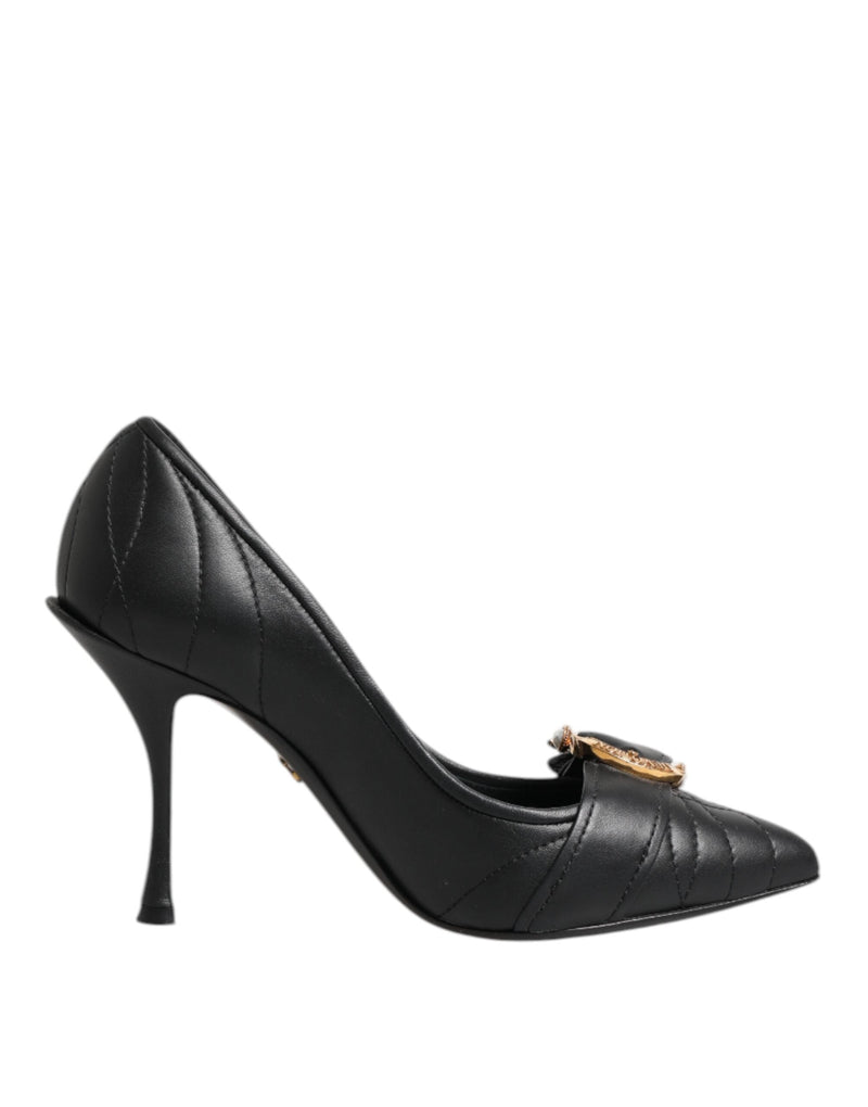 Black Devotion Leather Heels Pumps Shoes Dolce & Gabbana