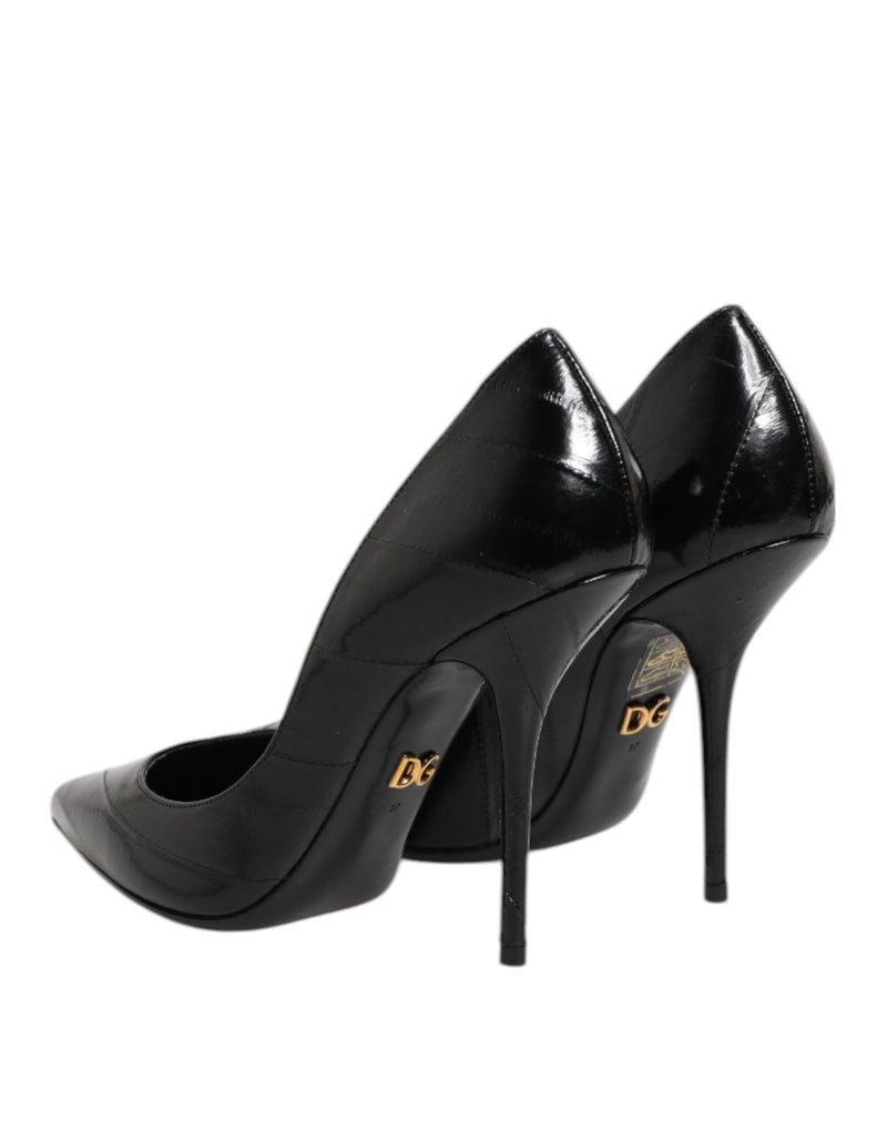 Black Leather Stiletto High Heels Pumps Shoes Dolce & Gabbana