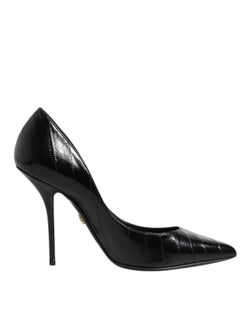 Black Leather Stiletto High Heels Pumps Shoes Dolce & Gabbana