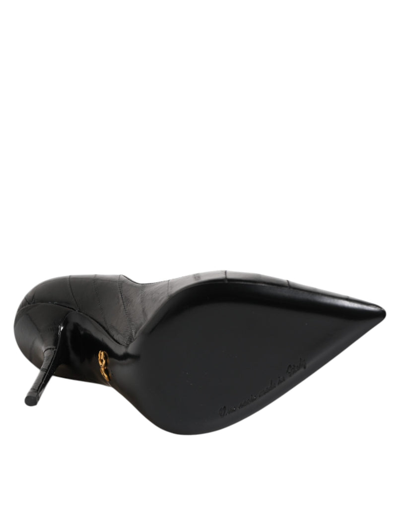 Black Leather Stiletto High Heels Pumps Shoes Dolce & Gabbana