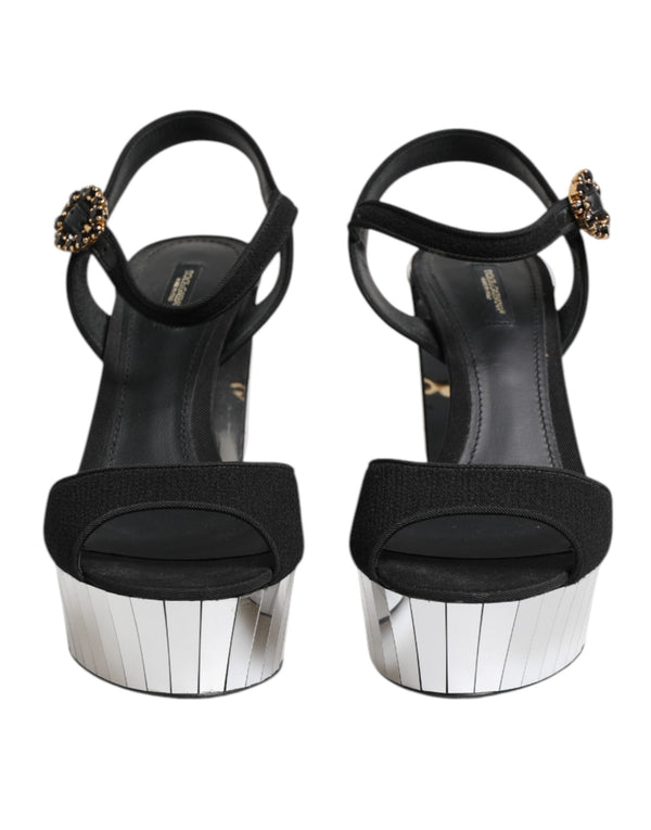 Black Crystal Ankle Strap Keira Sandal Shoes Dolce & Gabbana