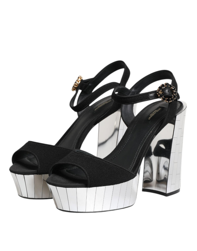 Black Crystal Ankle Strap Keira Sandal Shoes Dolce & Gabbana
