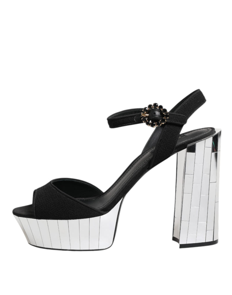 Black Crystal Ankle Strap Keira Sandal Shoes Dolce & Gabbana