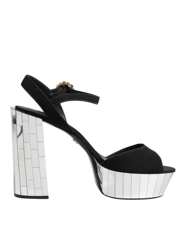 Black Crystal Ankle Strap Keira Sandal Shoes Dolce & Gabbana