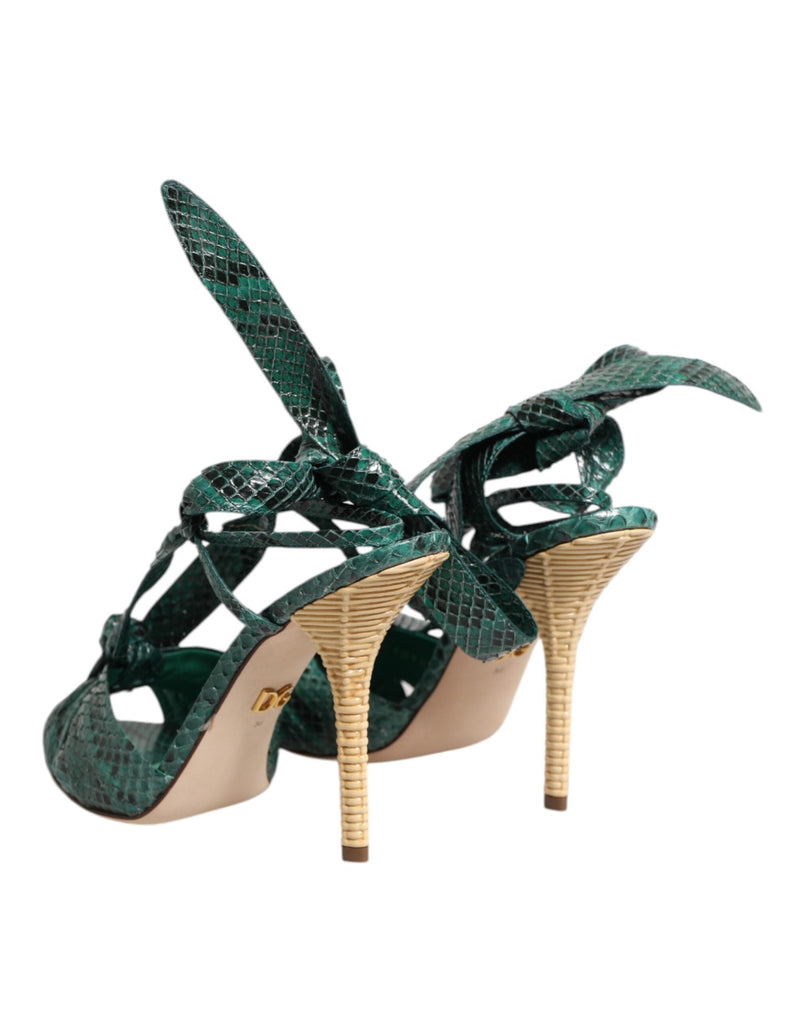 Green Python Leather Heels Sandals Shoes Dolce & Gabbana