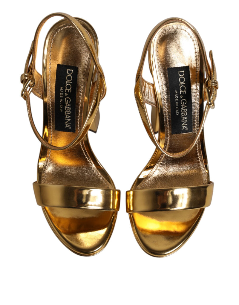 Gold Leather Platform Keira Sandals Shoes Dolce & Gabbana