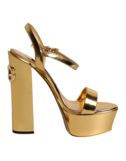 Gold Leather Platform Keira Sandals Shoes Dolce & Gabbana