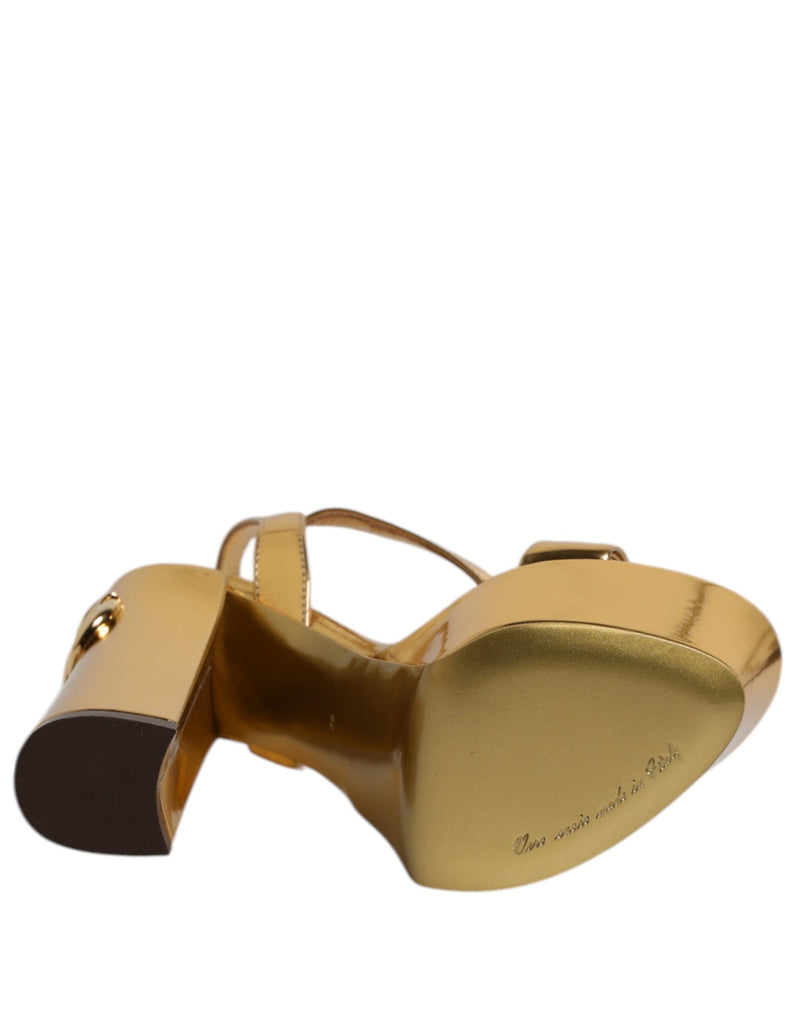 Gold Leather Platform Keira Sandals Shoes Dolce & Gabbana