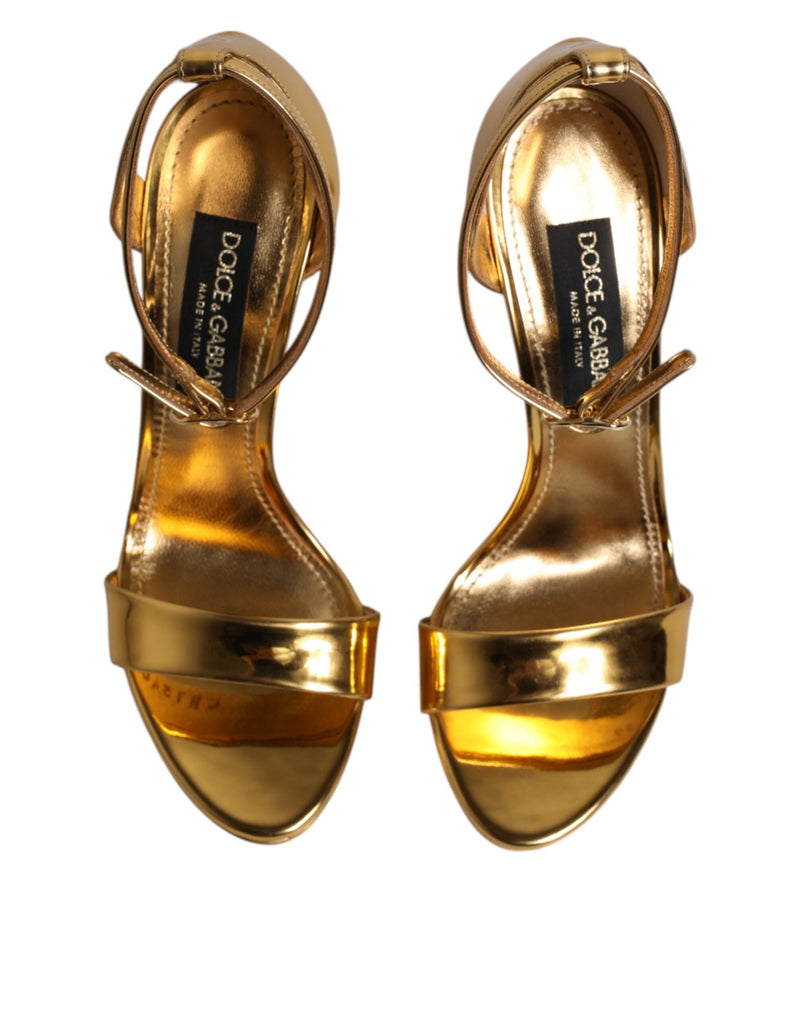 Gold Leather Platform Keira Sandals Shoes Dolce & Gabbana