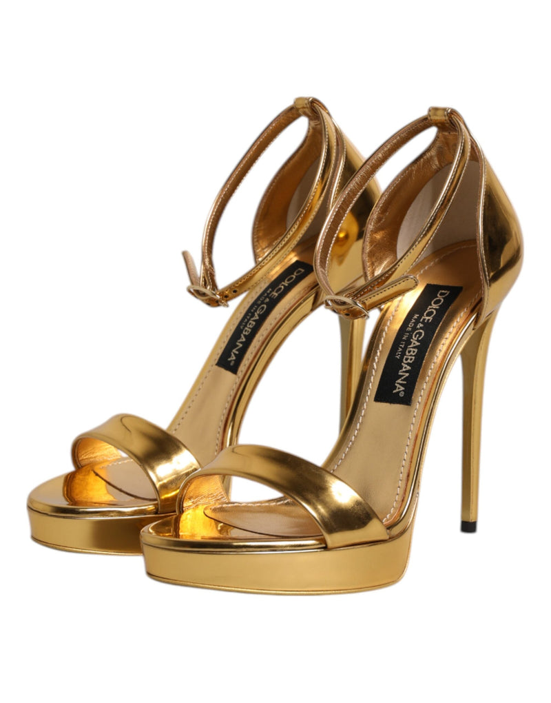 Gold Leather Platform Keira Sandals Shoes Dolce & Gabbana