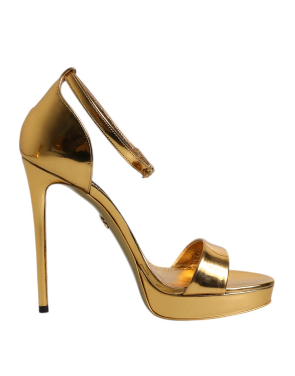 Gold Leather Platform Keira Sandals Shoes Dolce & Gabbana