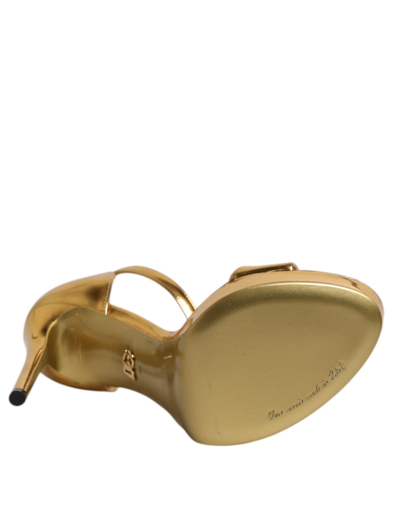 Gold Leather Platform Keira Sandals Shoes Dolce & Gabbana