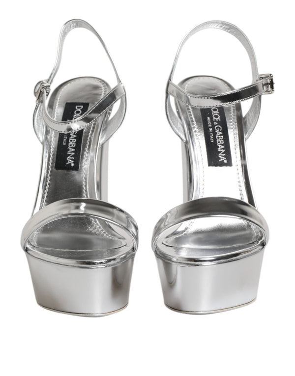 Silver Leather Platform Keira Sandals Shoes Dolce & Gabbana
