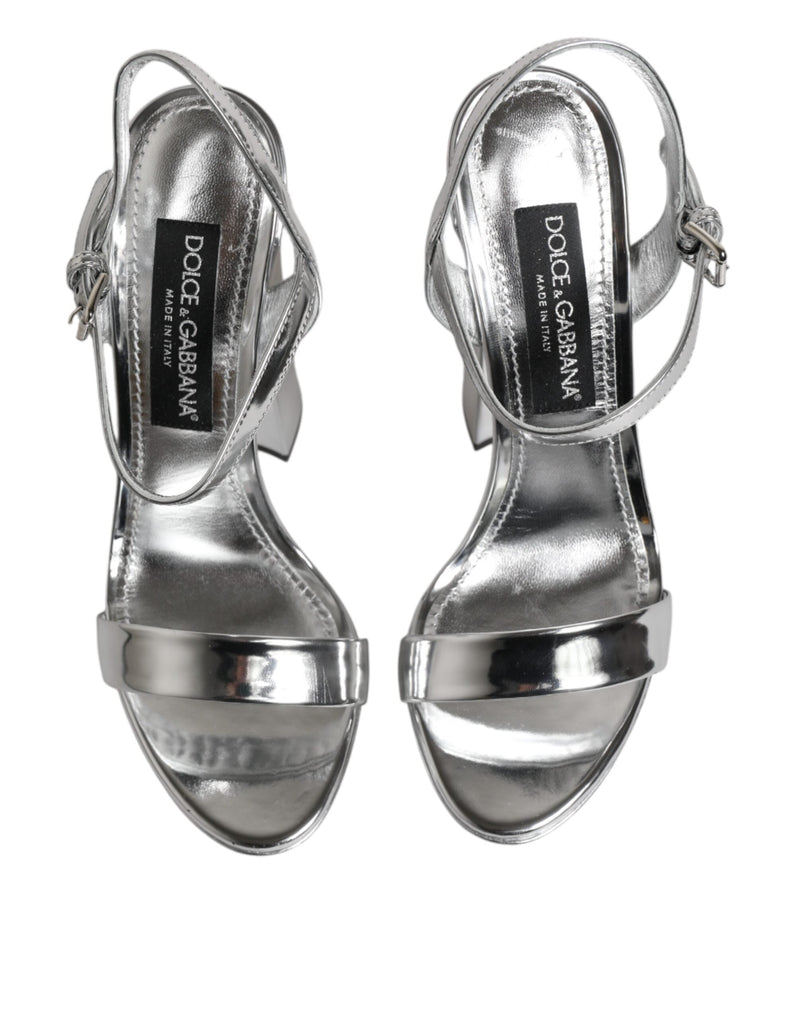 Silver Leather Platform Keira Sandals Shoes Dolce & Gabbana