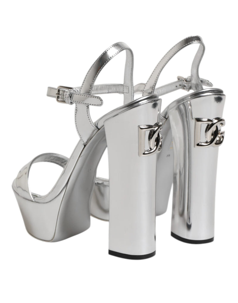 Silver Leather Platform Keira Sandals Shoes Dolce & Gabbana