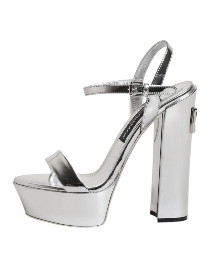 Silver Leather Platform Keira Sandals Shoes Dolce & Gabbana