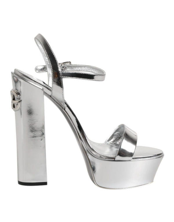 Silver Leather Platform Keira Sandals Shoes Dolce & Gabbana