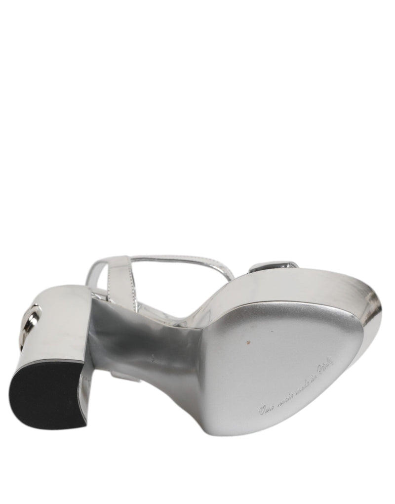 Silver Leather Platform Keira Sandals Shoes Dolce & Gabbana