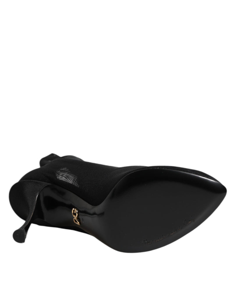 Black Silk Stretch Mesh Sock Boots Shoes Dolce & Gabbana